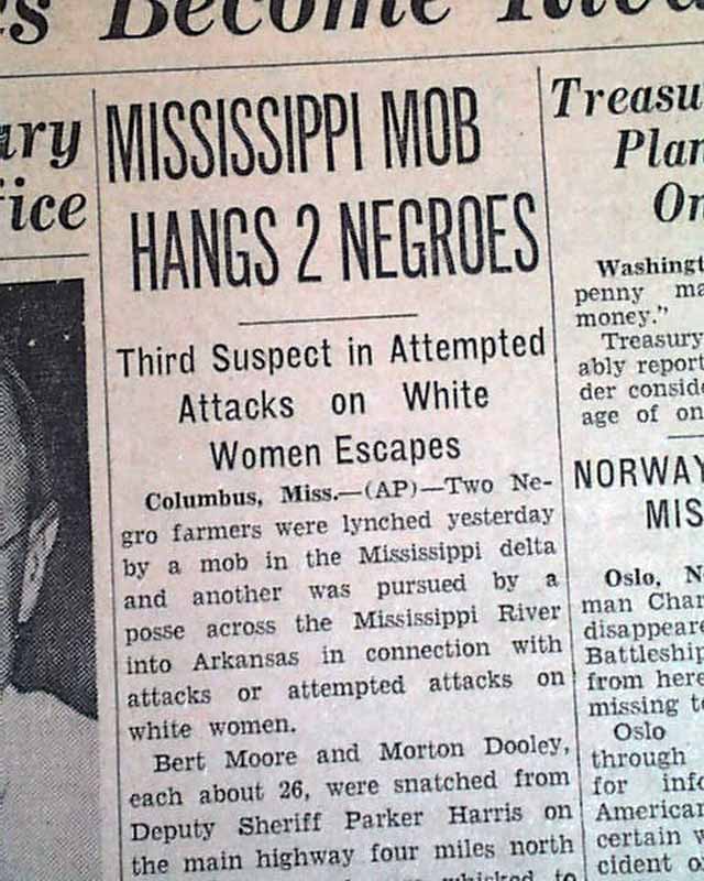 Columbus, Mississippi Negroes lynchings...