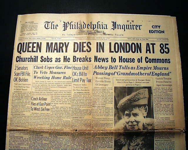 Mary of Teck... Queen Mother death....