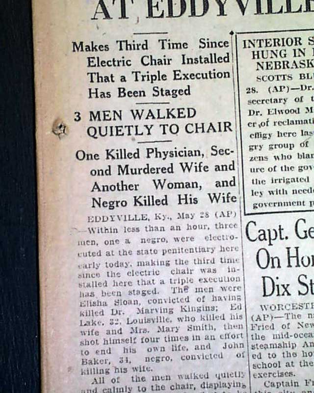 Eddyville, Kentucky electric chair executions...