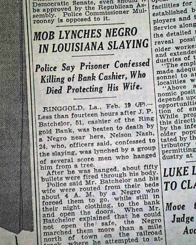 RINGGOLD LA Bienville Parish Louisiana NEGRO Lynching Hanging 1933 Old