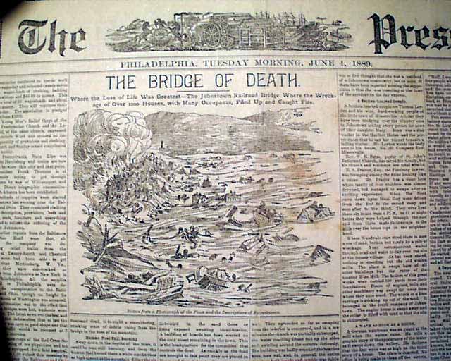 JOHNSTOWN FLOOD Pennsylvania PA South Fork Dam Disaster w/ PRINTS 1889