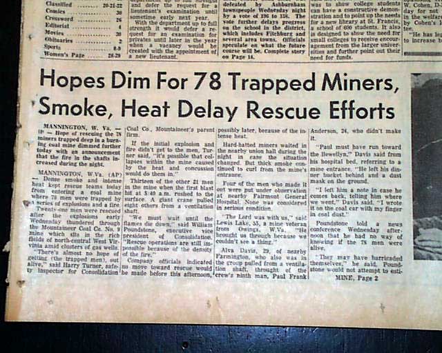 FARMINGTON & Mannington WV West Virginia Coal Mine DISASTER 1968 Old