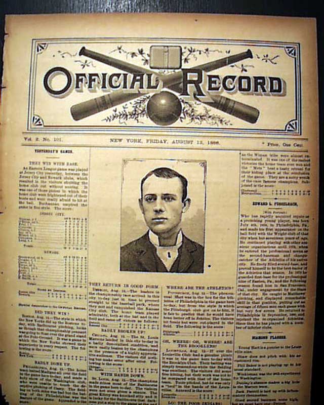 Very Rare 19th Century AMERICAN BASEBALL Scores, Stats, Ads 1886 Old