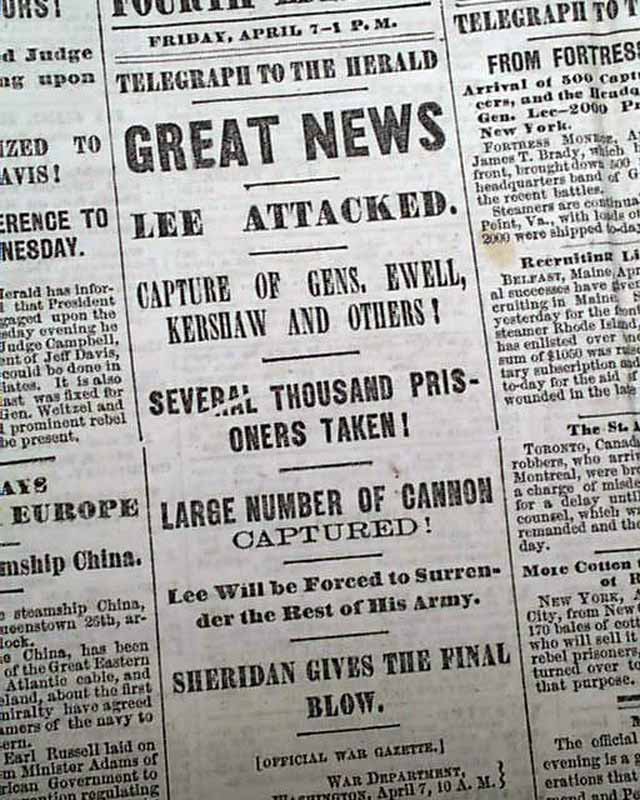 1865 ROBERT E. LEE SURRENDERS ? Gen. Ulysses S. Grant Wins Civil War