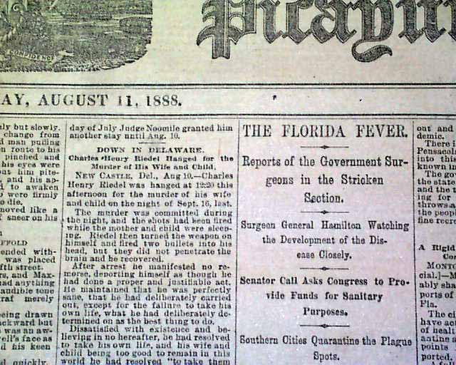 1888 JACKSONVILLE Florida Yellow Fever Jack EPIDEMIC Outbreak Old