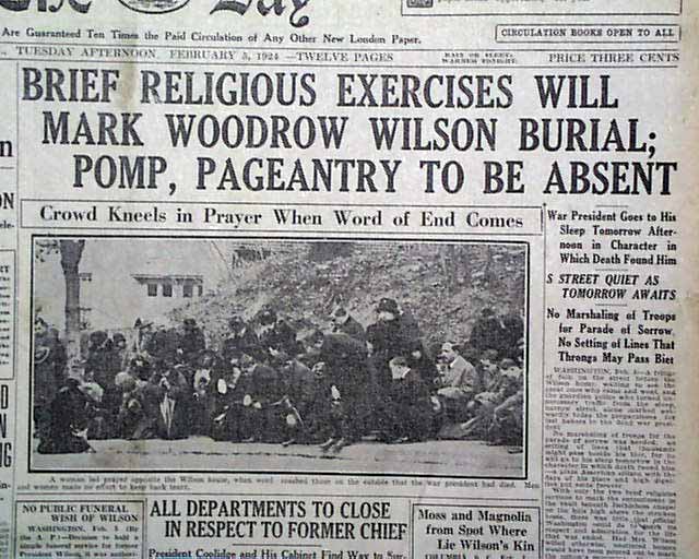 President Woodrow Wilson's Death...