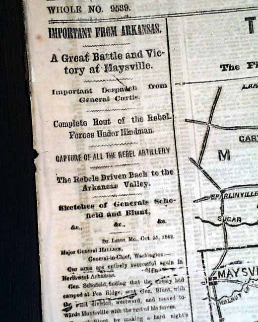 MAYSVILLE AR Arkansas Civil War MAP 1862 Old Newspaper
