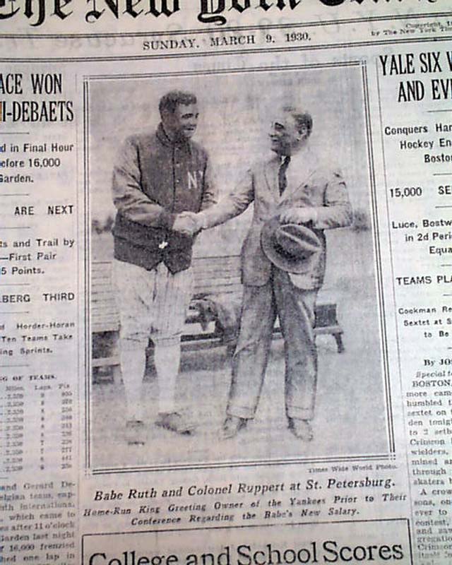 Best Babe Ruth New York Yankees Contract Signing And Photo 1930 Ny Times