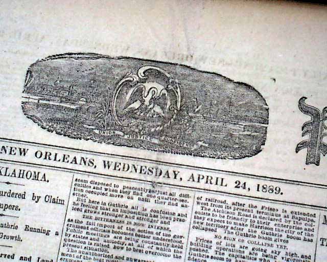 OKLAHOMA LAND RUSH Run Sooners Boomers Cherokee Strip Begins 1889 Old