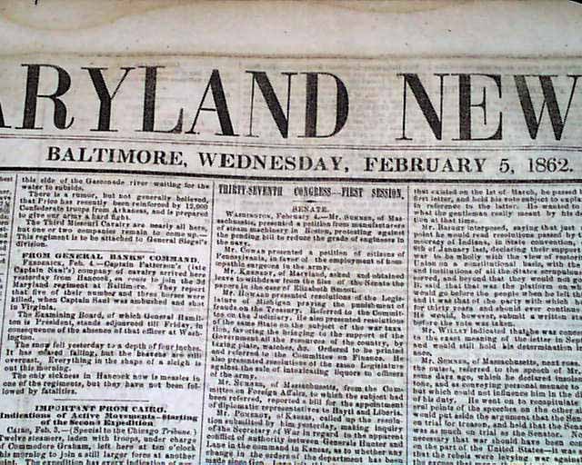Rare BALTIMORE MD Civil War Maryland Volume 1 1862 Old Newspaper eBay