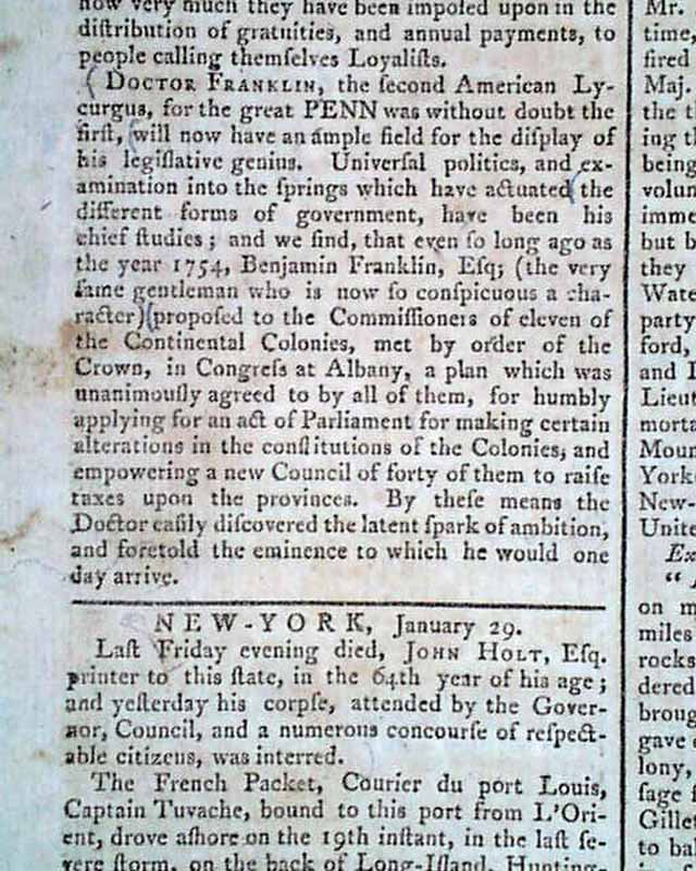 1784 Old Newspaper Revolutionary War Ends Treaty Of Paris American