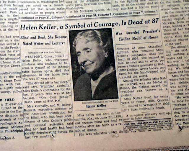 有关以下物品的详细资料: helen keller deaf & blind author women"s