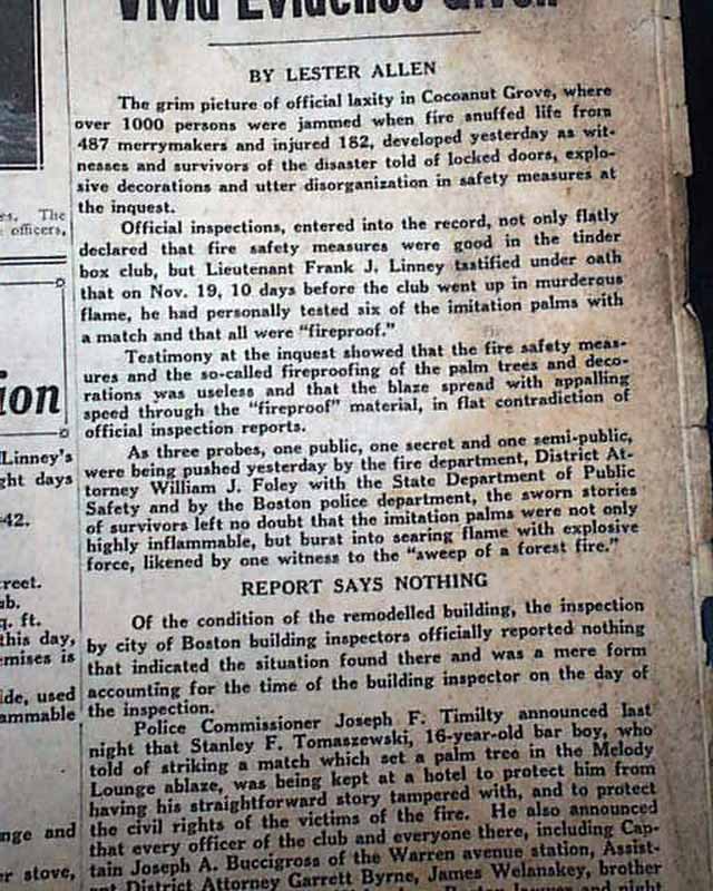 COCOANUT GROVE Boston MA FIRE Holocaust Disaster 1942 WWII