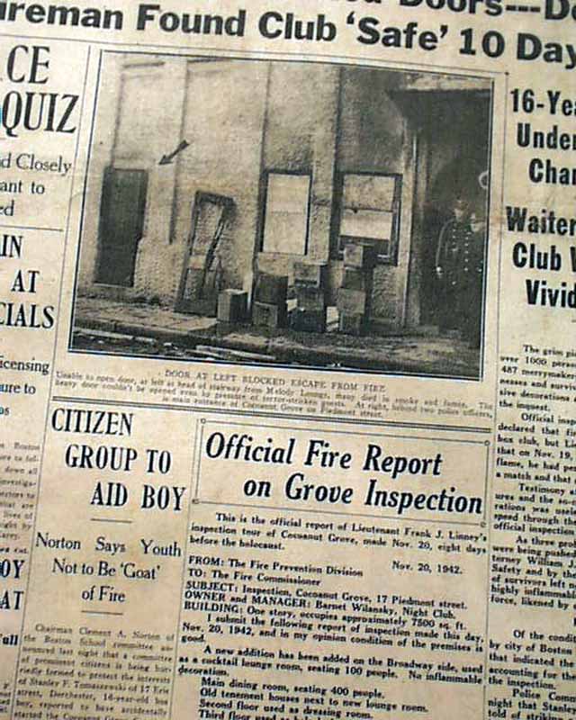 COCOANUT GROVE Boston MA FIRE Holocaust Disaster 1942 WWII