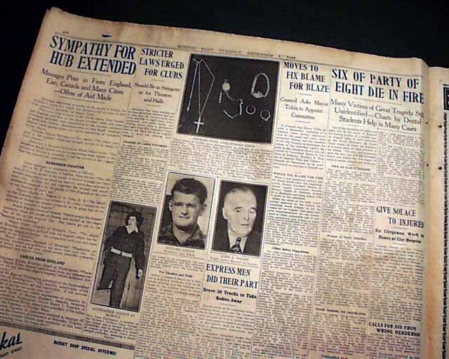 COCOANUT GROVE Boston MA FIRE Holocaust Disaster 1942 WWII