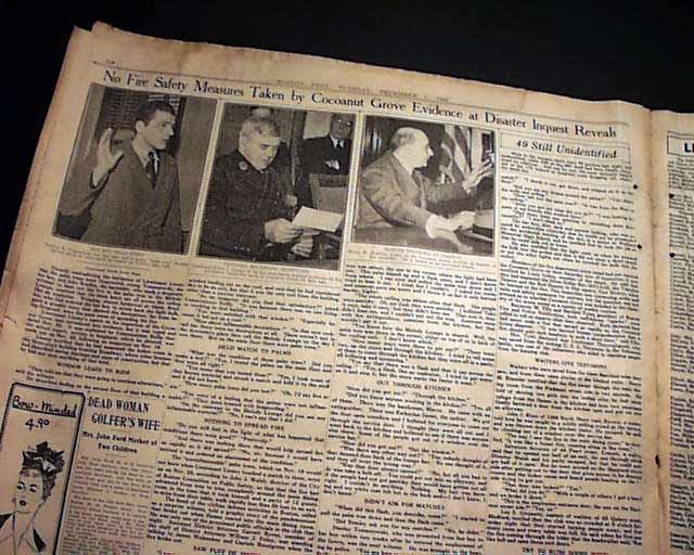 COCOANUT GROVE Boston MA FIRE Holocaust Disaster 1942 WWII