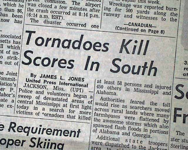 CANDLESTICK PARK TORNADO (F5) Jackson MS Mississippi Disaster 1966 Old Newspaper eBay