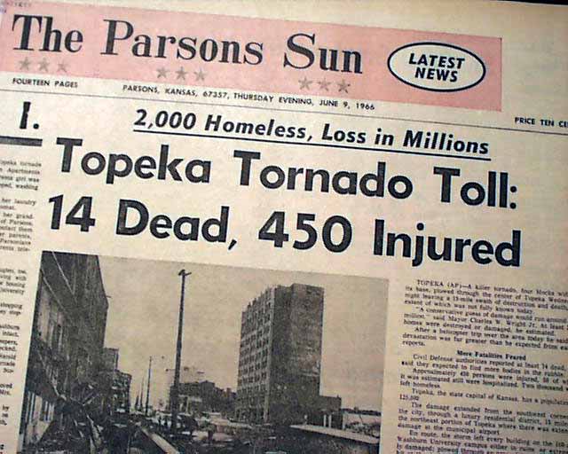 TOPEKA KS Kansas Washburn University F5 TORNADO Disaster 1966 Old