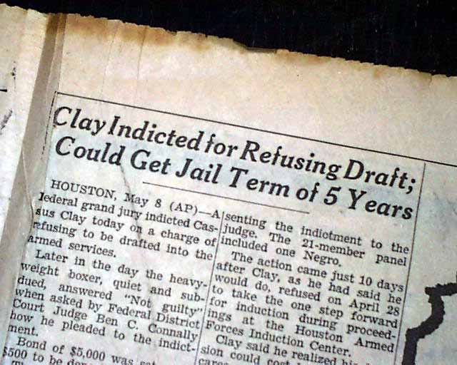 CASSIUS CLAY Muhammad Ali Vietnam War DRAFT DODGER Indictment 1967 NY