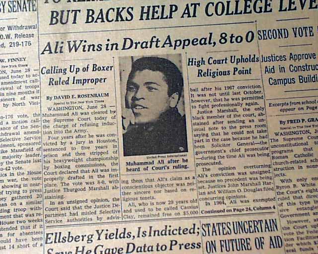 MUHAMMAD ALI Vietnam War DRAFT DODGING Conviction Appealed Photo 1967