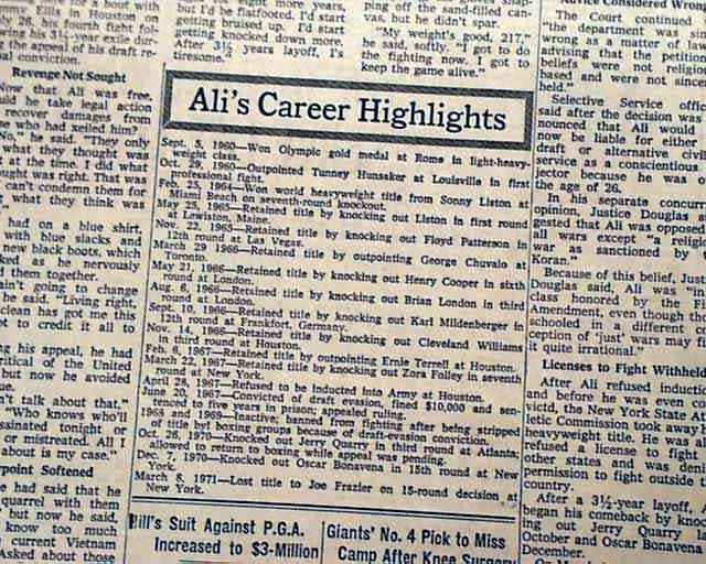 MUHAMMAD ALI Vietnam War DRAFT DODGING Conviction Appealed Photo 1967
