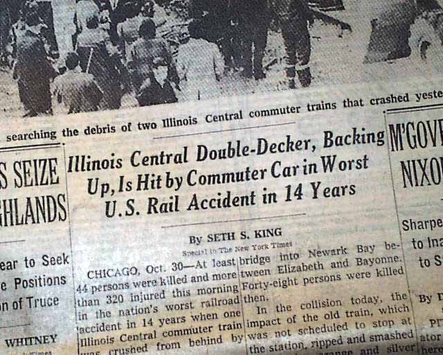 1972 CHICAGO Commuter TRAIN Rail Crash Disaster Illinois Central Gulf