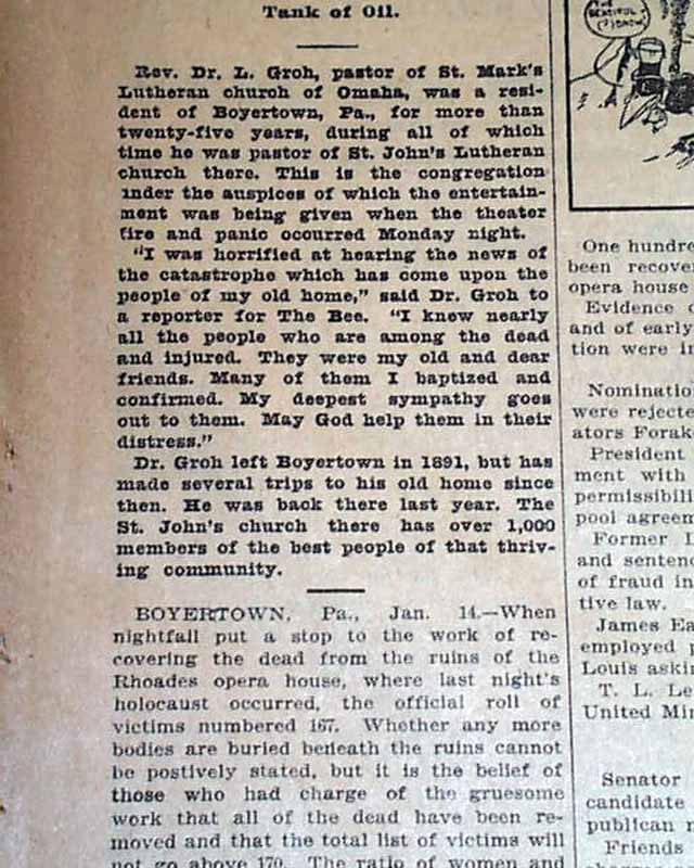 Rhoades Opera House fire - Timothy Hughes rarenewspapers.com Old Newspapers Original & Authentic