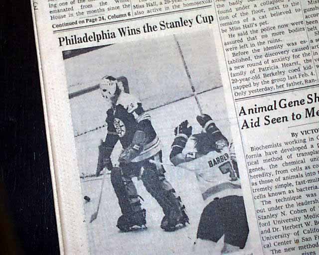 PHILADELPHIA FLYERS Win 1st NHL Hockey STANLEY CUP Title v Bruins 1974