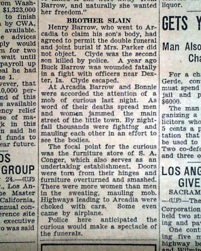 Rare BONNIE & CLYDE Parker & Barrow Death POEM & Car Photo 1934 Old