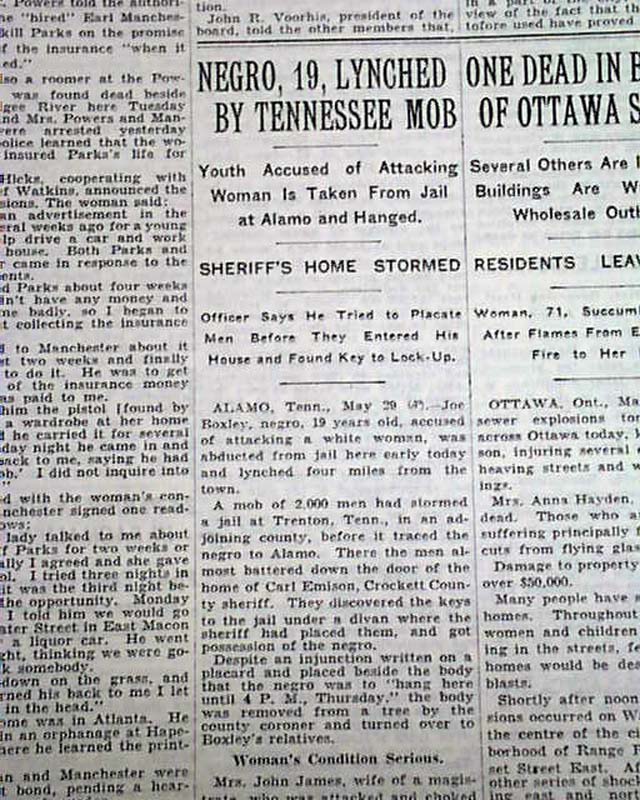 ALAMO TN Crockett County Tennessee NEGRO Lynching Hanging 1929 Old