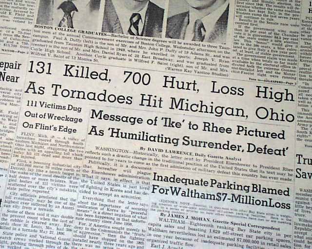 1953 FLINTBEECHER TORNADO Genesee County Michigan F5 Disaster in Old