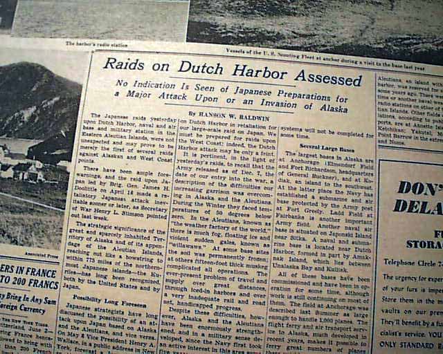 DUTCH HARBOR Alaska Attacks BATTLE OF MIDWAY Prelude World War II 1942 Newspaper eBay