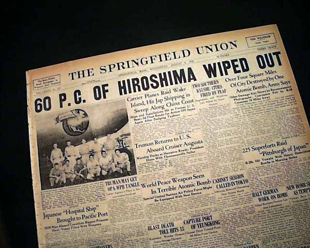 1945 HIROSHIMA JAPAN ATOMIC BOMBING 1st WWII Newspaper | eBay