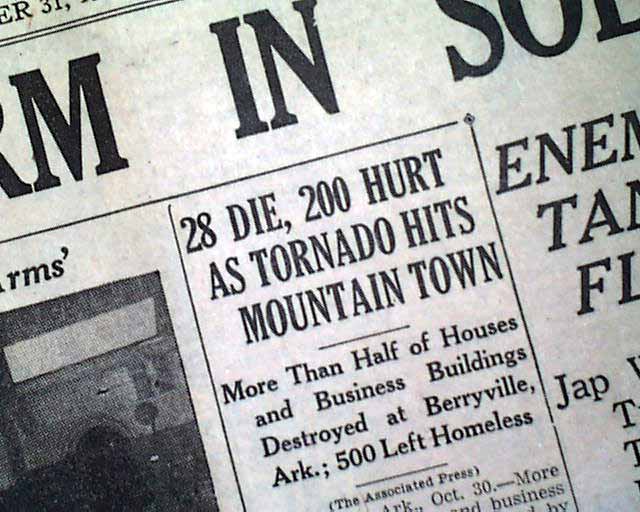 BERRYVILLE AR Arkansas Tornado Disaster 1942 Newspaper eBay