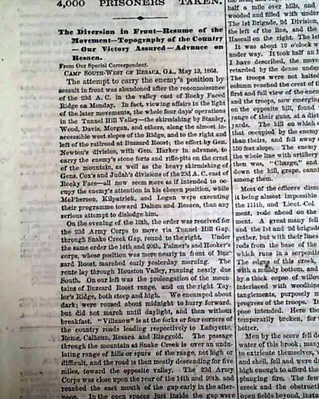 Dalton GA William T. Sherman MAP & Spotsylvania 1864 Civil War