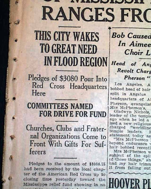 GREAT MISSISSIPPI FLOOD Tennessee & More 1927 Newspaper - ebay (item 370464249345 end time Apr-06-11 05:37:03 PDT)