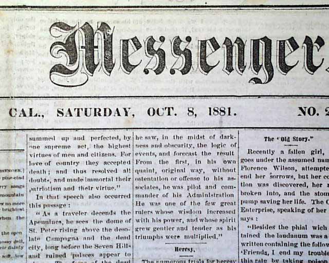 1881 Old West Newspaper From Downieville, California