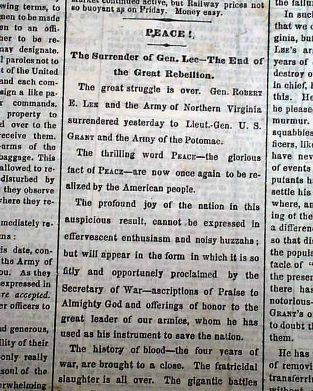 SURRENDER OF ROBERT E. LEE Appomattox Court House 1865 Civil War ENDS