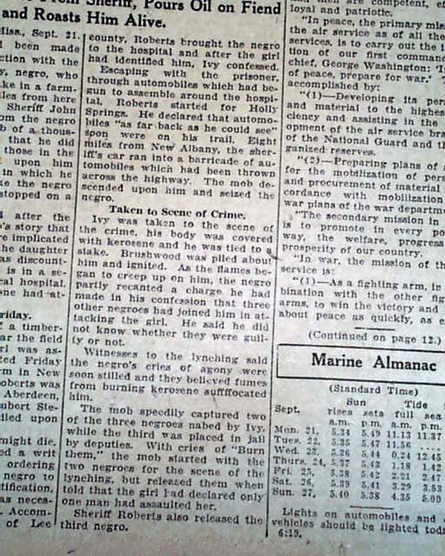 NEW ALBANY MS Mississippi NEGRO Lynching Burning at the Stake 1925 Old