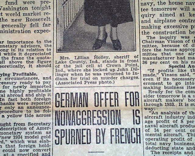 LILLIAN HOLLEY Crown Point, Indiana Jail Woman SHERIFF Photo 1934 Old