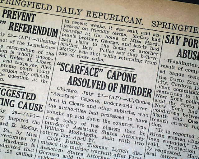 Early 1926 AL CAPONE Gangster War Chicago OLD Newspaper eBay