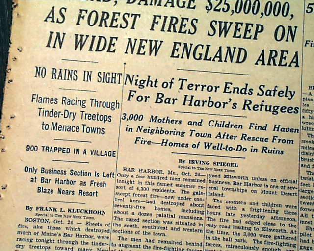 Bar Harbor, Maine fire of 1947....