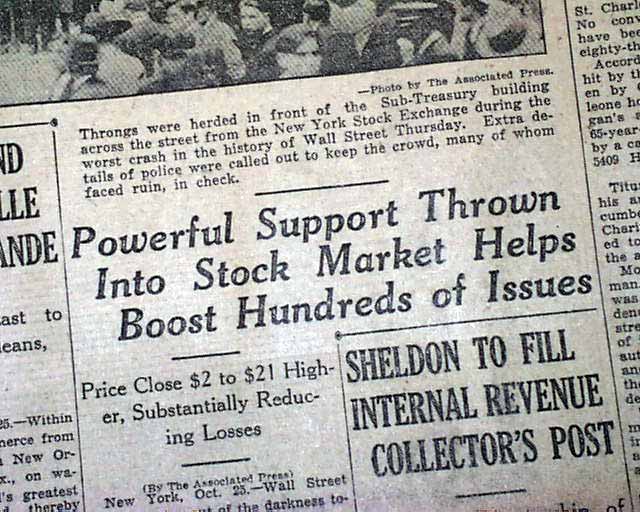 1929 STOCK MARKET CRASH Wall Street J.P. & Company Panic PHOTO