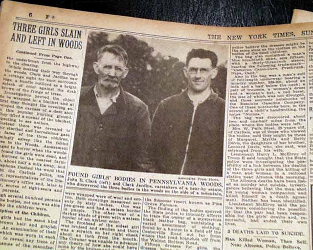 BABES IN THE WOOD MURDERS Girls at Pine Grove Furnace Carlisle PA 1934