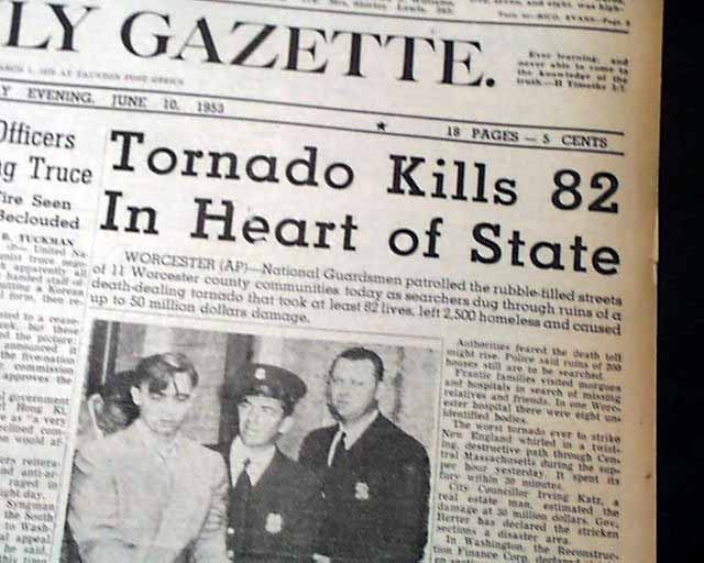1953 Flint MI WORCESTER MA Massachusetts TORNADOES Outbreak Disaster