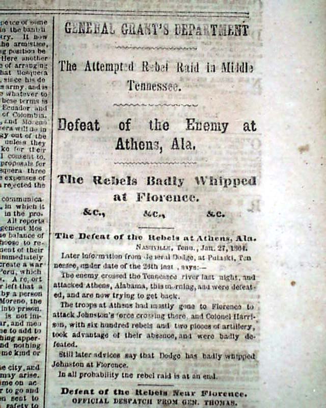 BATTLE OF ATHENS Alabama Florence John Morgan Knoxville 1864 Civil War ...