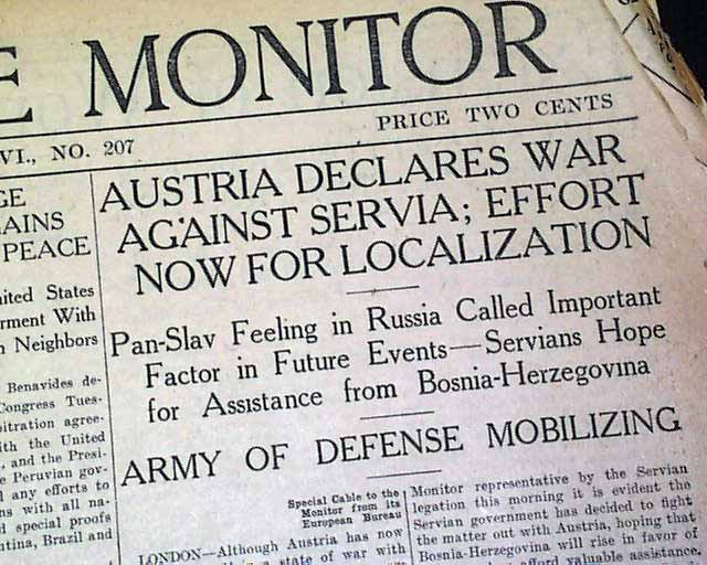 World War I Officially Begins Austria Declaration On Servia 1914 Wwi