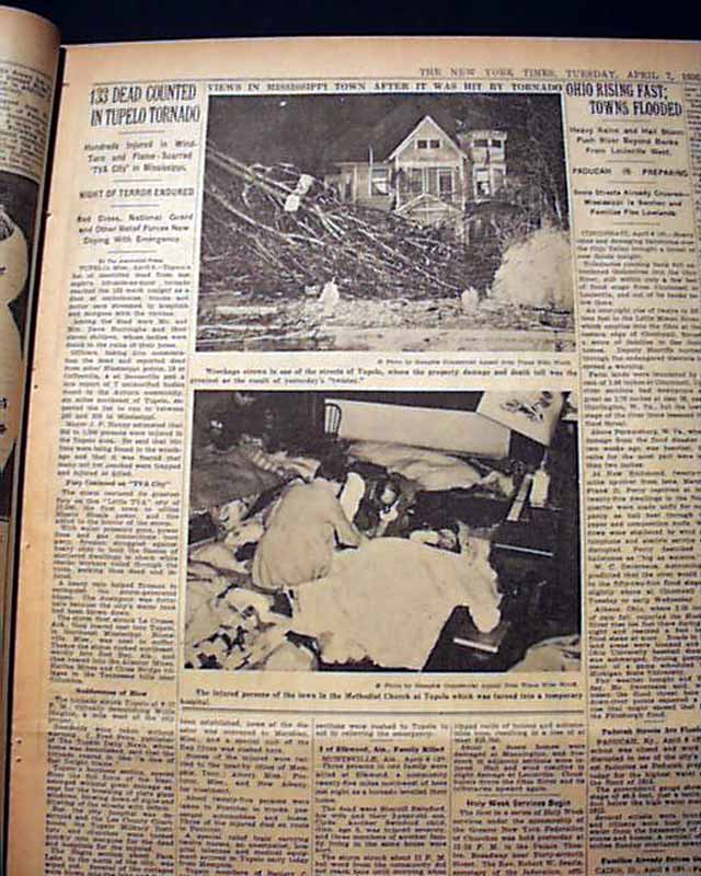 GAINESVILLE GA & Tupelo MS Mississippi TORNADOES Disaster 1936
