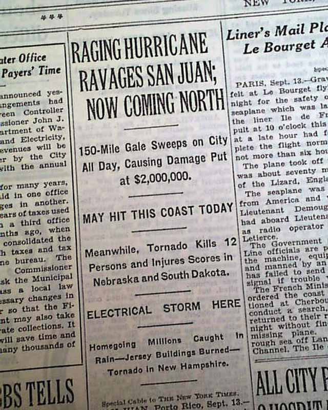 OKEECHOBEE HURRICANE Storm at San Juan Puerto Rico Destroyed 1928 Old
