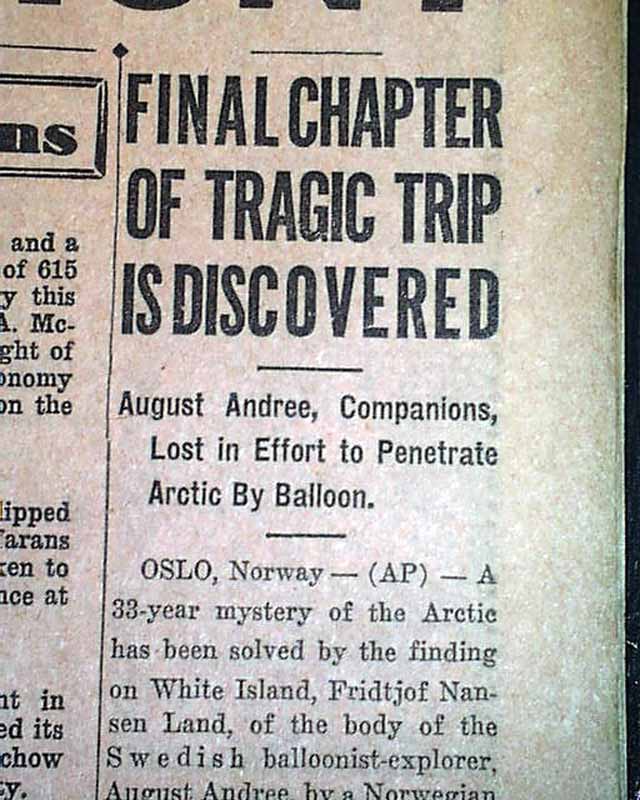 Salomon august andree found 33 years later rarenewspapers